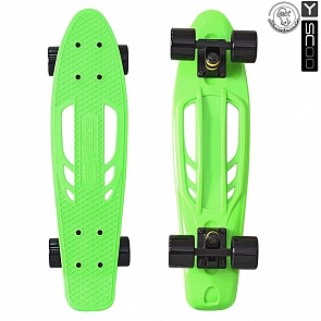 Скейтборд виниловый Y-Scoo Skateboard Fishbone 405-G с ручкой и сумкой, зеленый (RT, 5825rt)